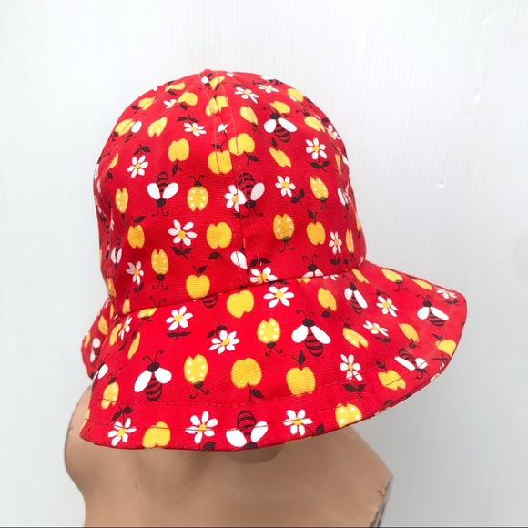 Vintage 60’s mod bumblebee daisy apples floppy novelty print bucket hat - Picture 2 of 8